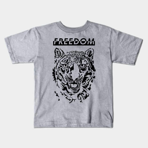 Freedom leopard Stencil Art Kids T-Shirt by BananaPrints